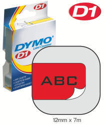 Dymo - D1 12MM SORT/RØD