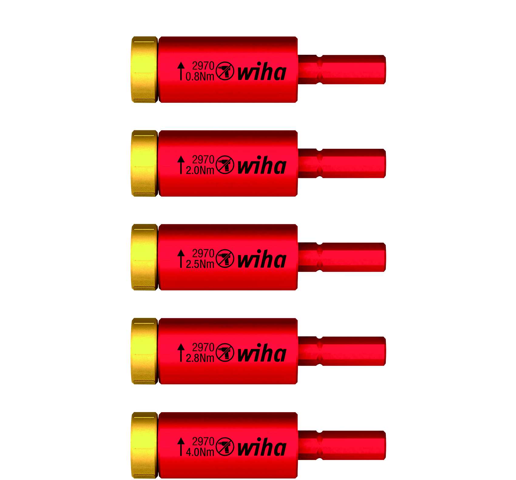 Wiha - Dreiemomentadapter sett 1000V, easyTorque electric 0,8 Nm, 2,0 Nm, 2,5 Nm, 2,8 Nm, 4,0 Nm