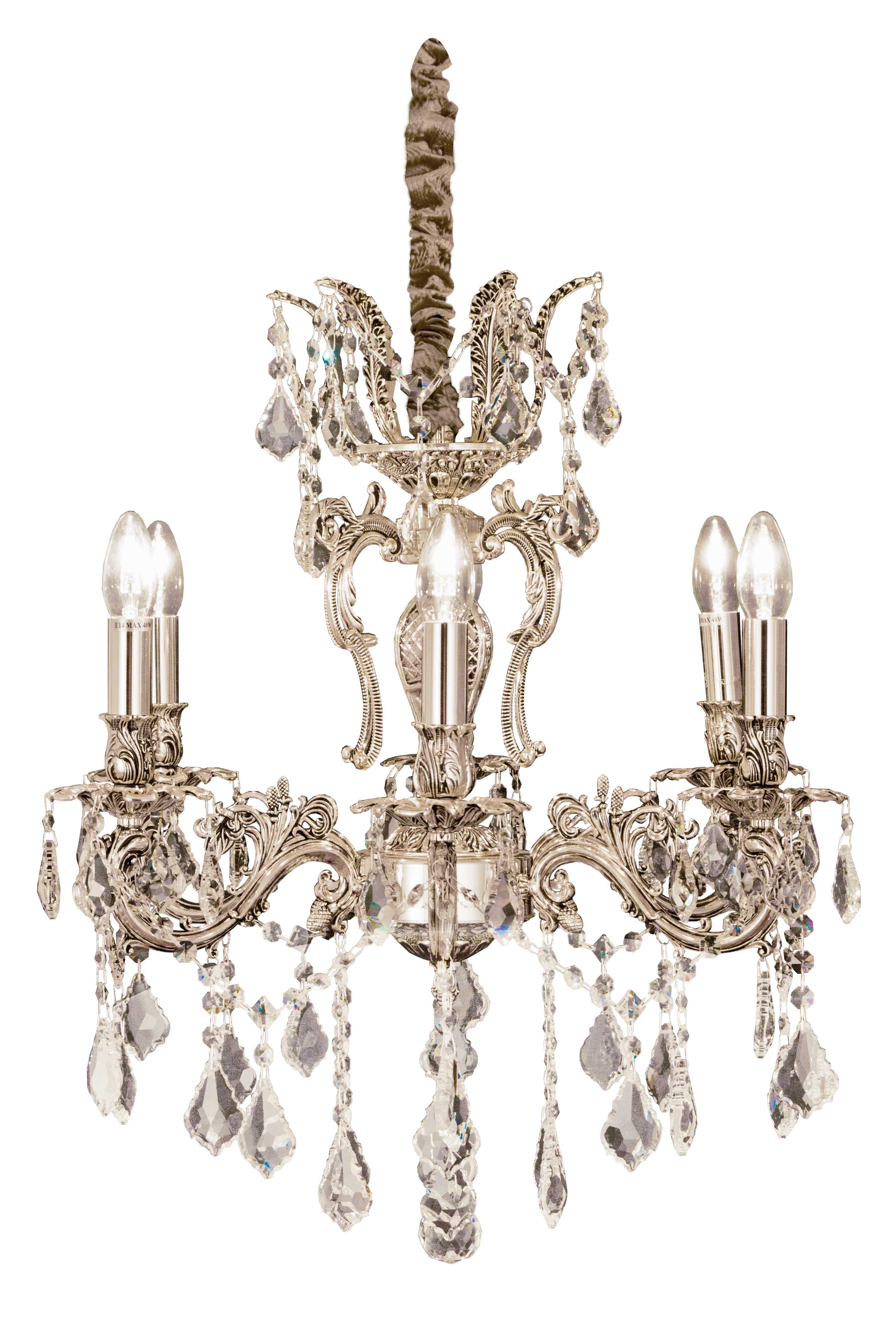Aneta Lighting - ALLINGTON takkrone 6-arm antikksølv, E14