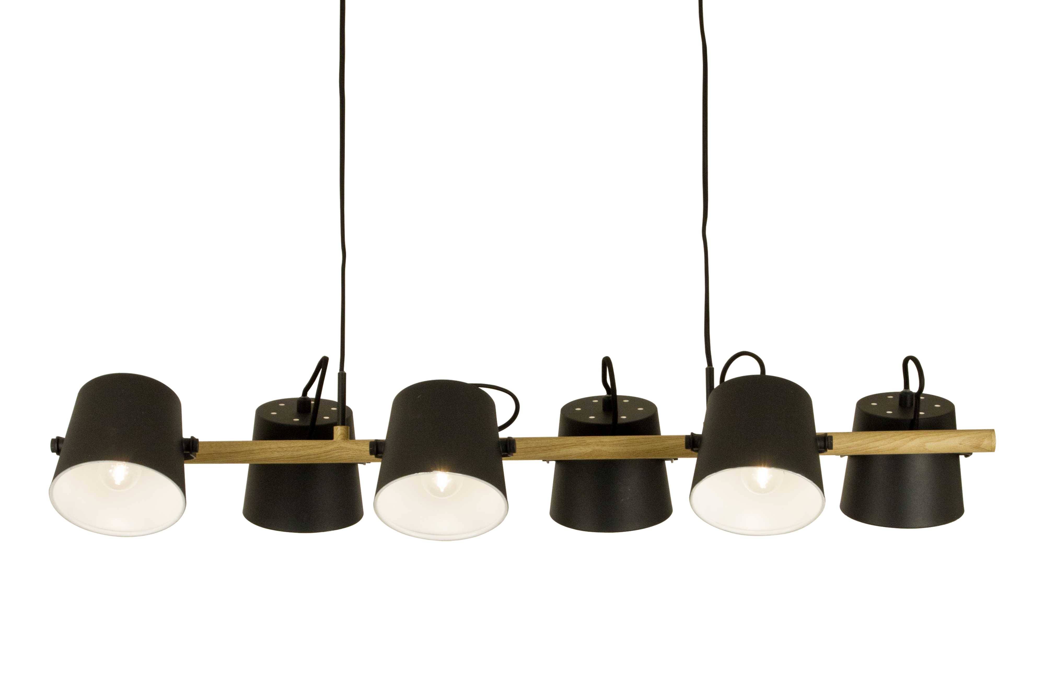 Aneta Lighting - ESPRESSO taklampe svart/tre, 6xE14