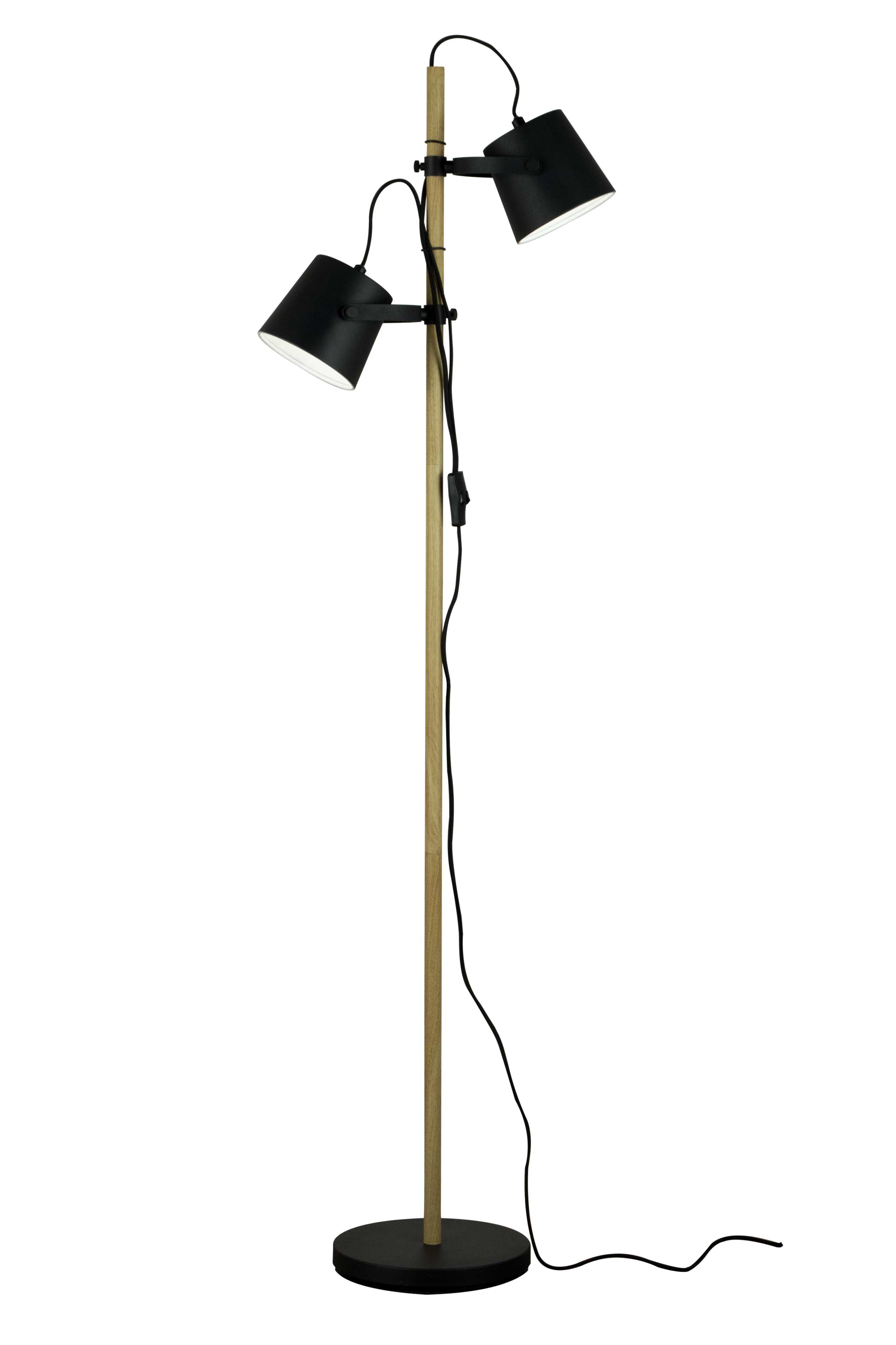 Aneta Lighting - ESPRESSO golvlampe svart/tre, 2xE14