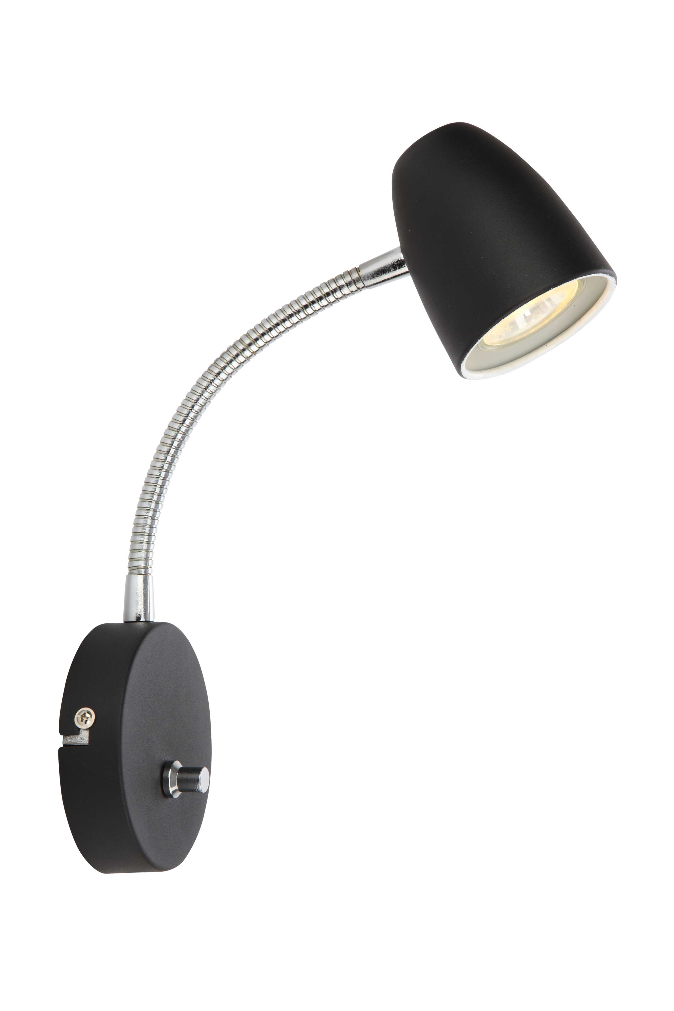 Aneta Lighting - SANDNES vegglampe svart m/dimmer, max 6W GU10
