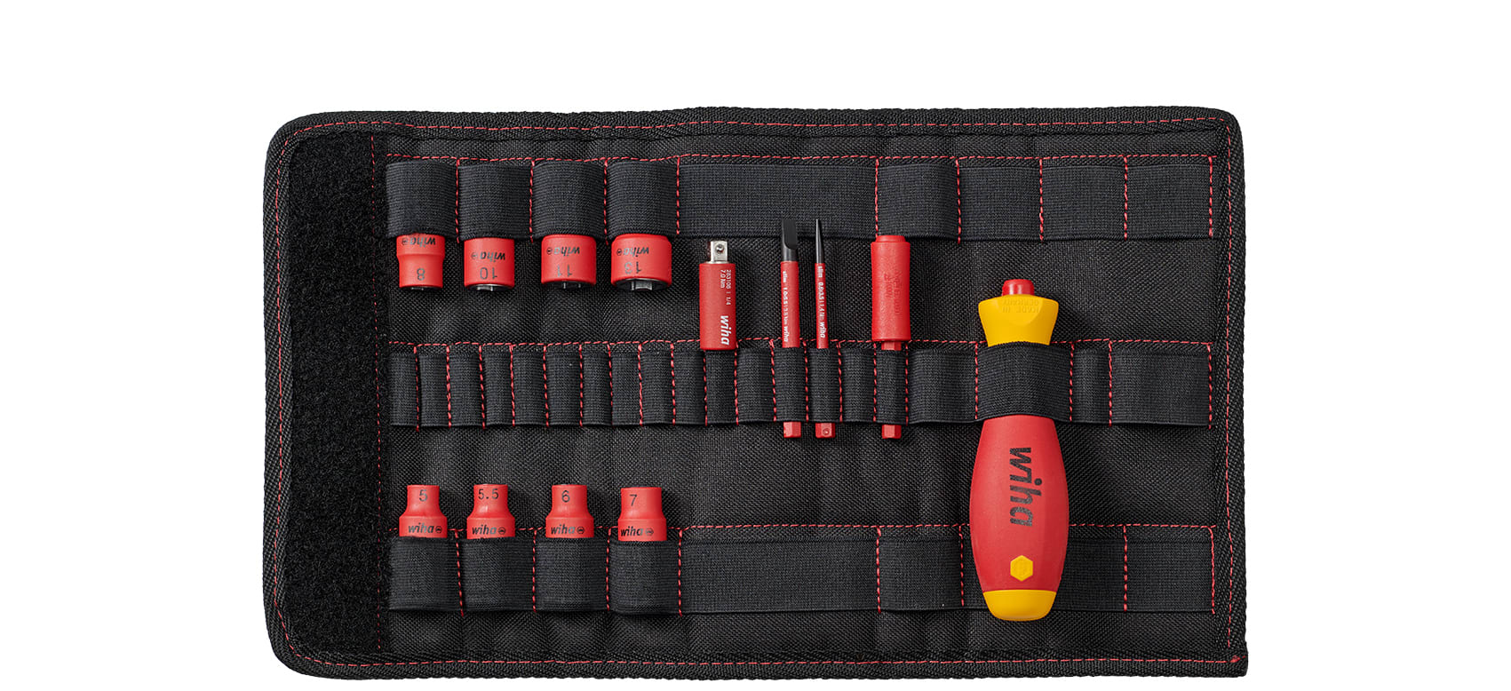Wiha - Wiha Skrutrekker & pipenøkkelinnsats 1/4"-sett slimVario® electric, blandet, 13-delers, i foldeveske