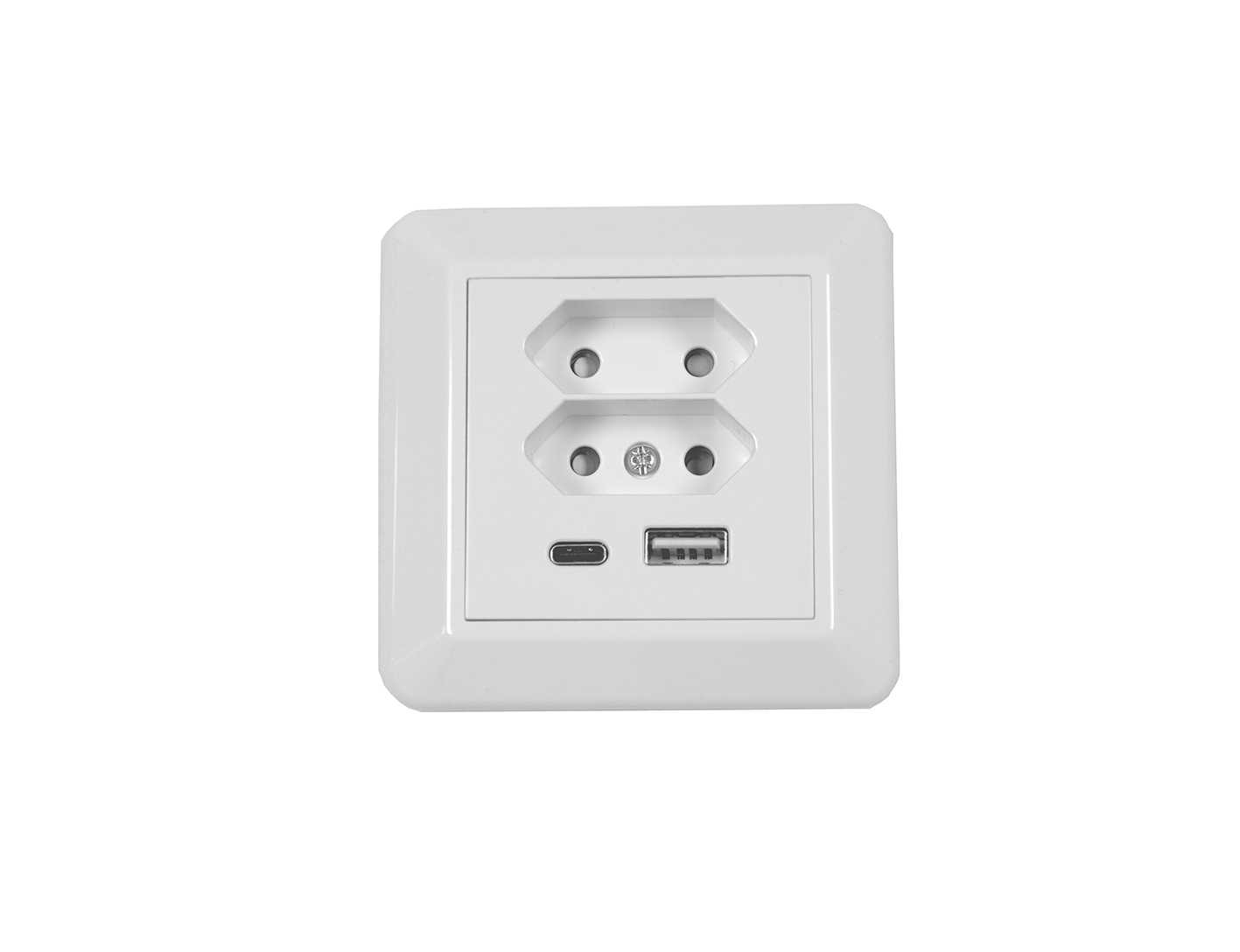 Lanse - VEGGKONTAKT 2xEURO+USB A+C LA Hurtiglader 3A inkl. kombiram