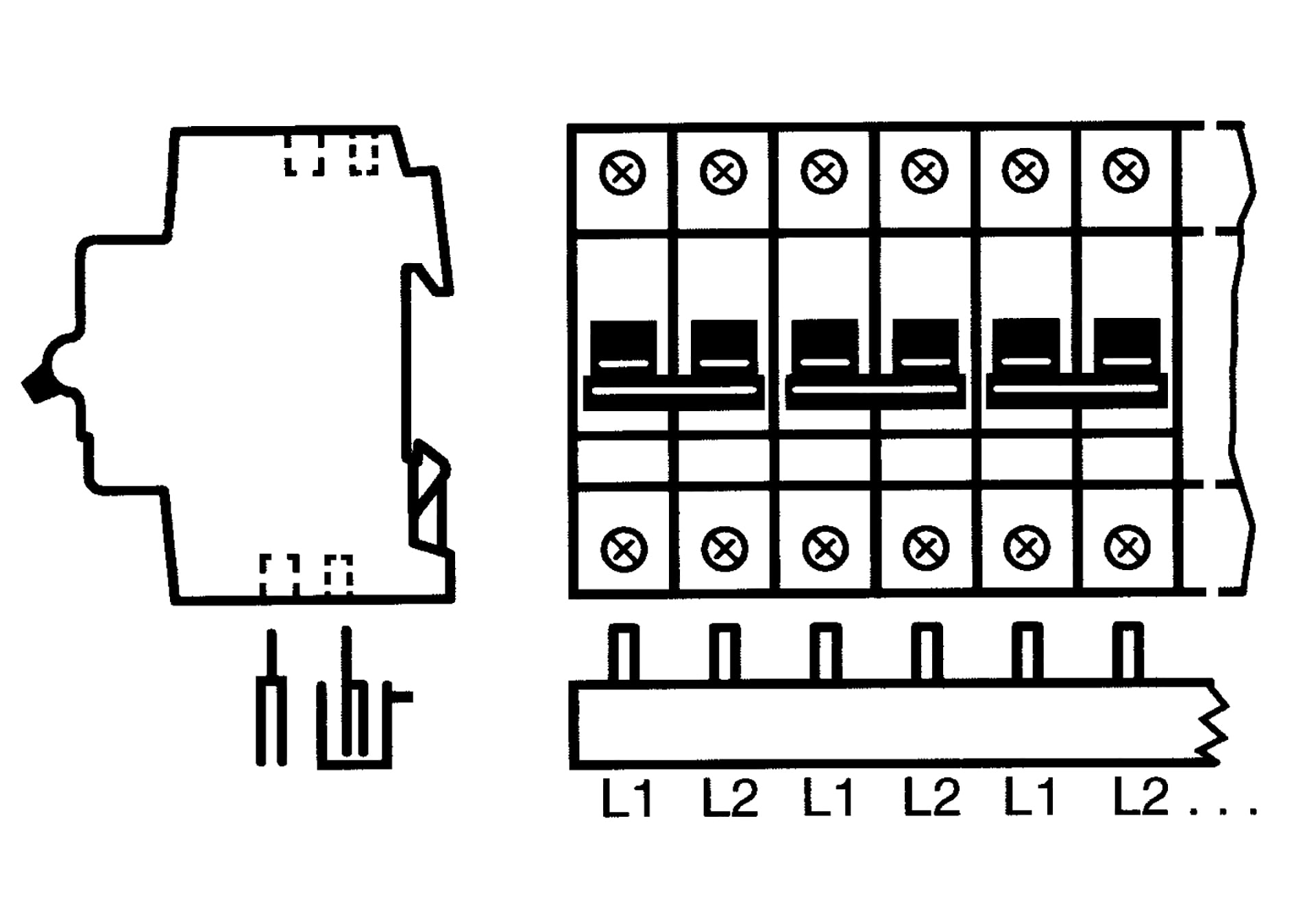 ABB Electrification - Samleskinne, L1,L2.. 58mod, 16mm2