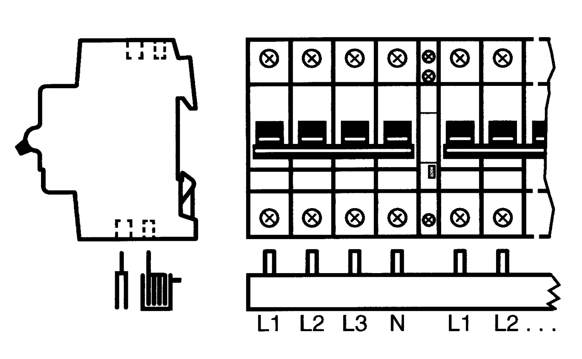 ABB Electrification - Samleskinne, L1,L2,L3,N,H.. 52mod, 16mm2