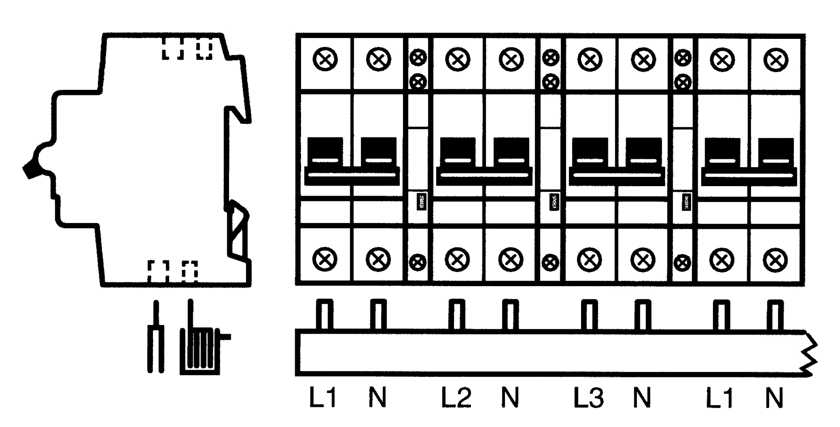 ABB Electrification - Samleskinne, L1,N,H,L2,N,H,L3,N,H.. 48mod, 16mm2