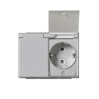 ABB Electrification - Impressivo innfelt dobbel stikkontakt med lokk IP21 Aluminium
