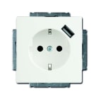ABB Electrification - ENKEL STIKKONTAKT MED 1 X USB HVIT MATT