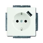 ABB Electrification - Impressivo innfelt enkel stikkontakt med 1 X USB Hvit
