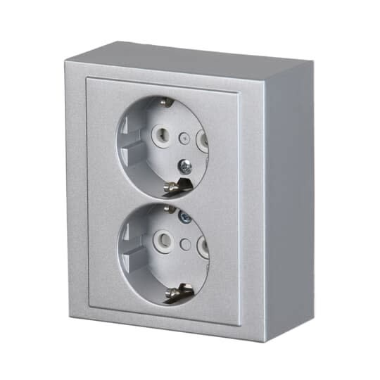 ABB Electrification - Impressivo påvegg dobbel stikkontakt Aluminium
