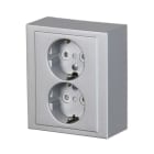 ABB Electrification - Impressivo påvegg dobbel stikkontakt Aluminium