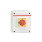 ABB Electrification - Sikkerhetsbryter, OTP16A3M, 3P, 400V, 16A, 7.5kW, Plastkapsling, IP65, Rød/gul vrihåndtak, 1NO