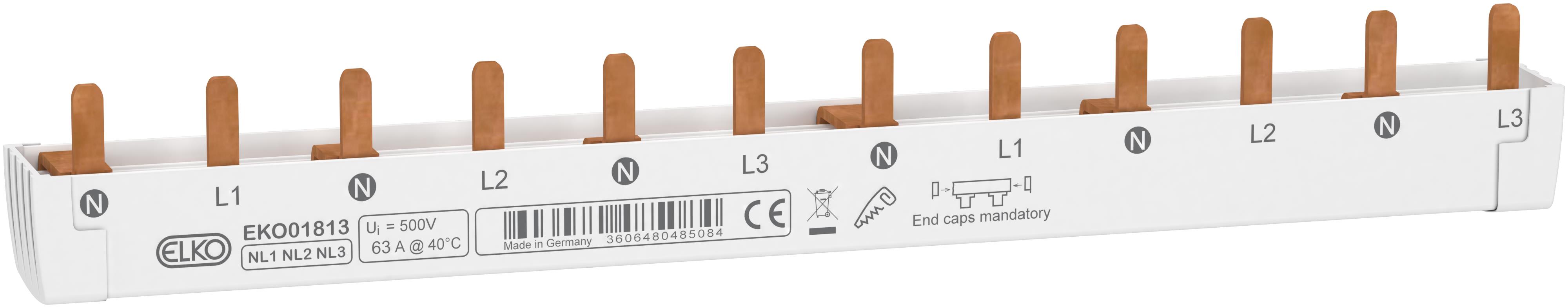 ELKO - Samleskinne 12M N-L1-N-L2-N-L3
