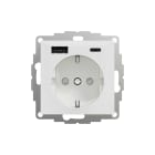 ELKO - Enkel stikkontakt med USB-A og USB-C lader for innfelt installering.