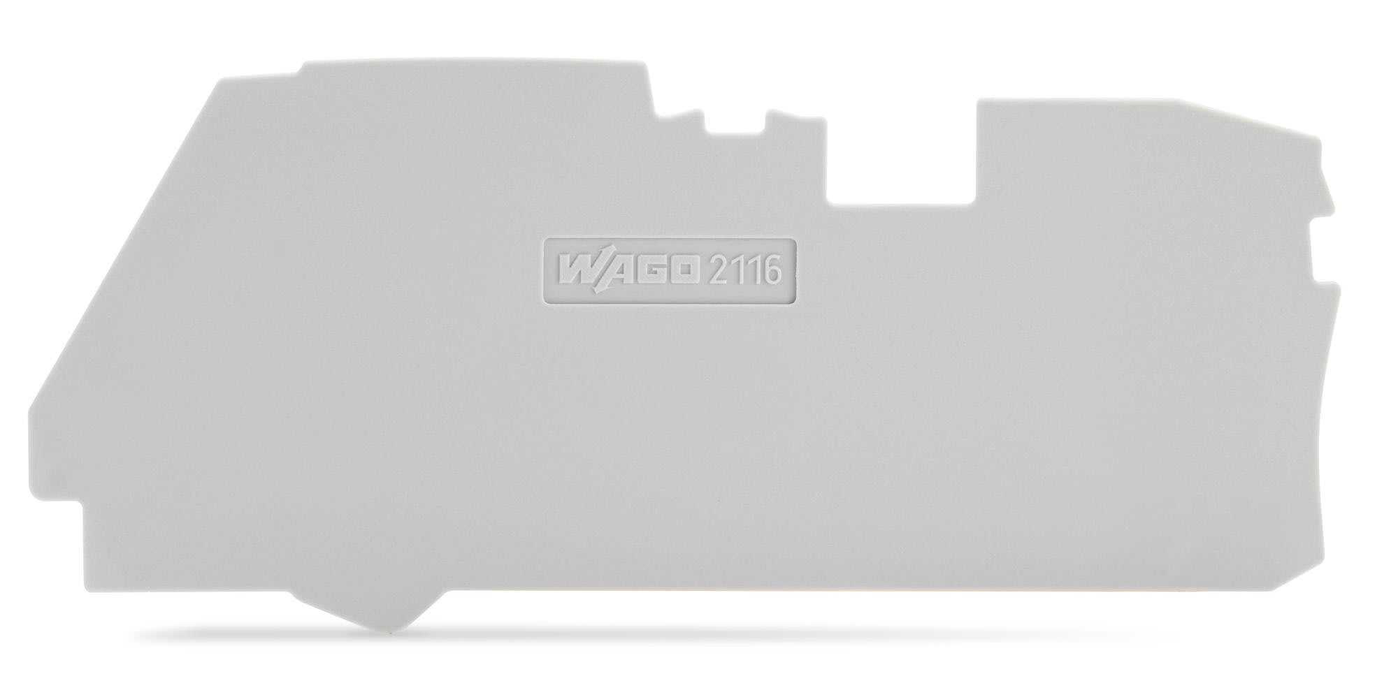 WAGO - Ende- og mellomliggende plate;1 mm tykk;for 3-leder rekkeklemmer;grå