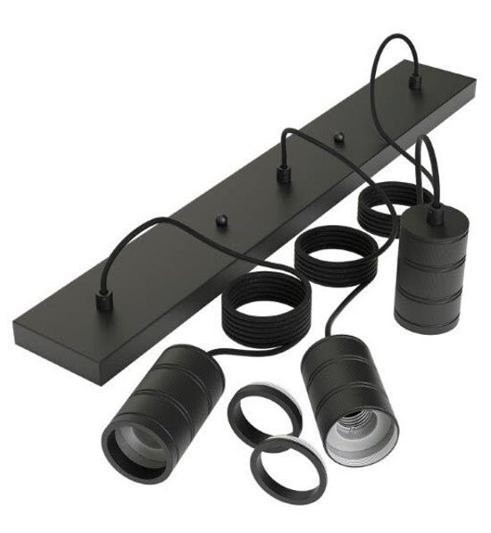 Calex - Retro pendeloppheng Sort skinne E27 3x2m