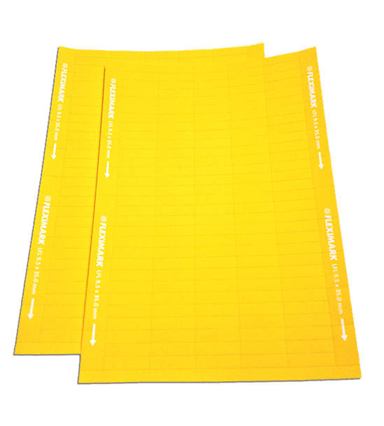 FLEXIMARK - LFL 12-38 Gul/Hvit, etiketter uten lim for PTE og PTEF merkeholdere. Pakke a 1150 merker.