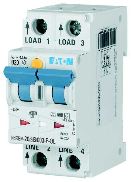 Eaton Electric - NdRBM-20/2/B/003-F-OL Jordfeilautomat xDigital 20A