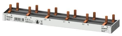 Siemens - 4 fas samleskinne for 6stk 5SV1/9+afd,  1 modulbredde, 12mw