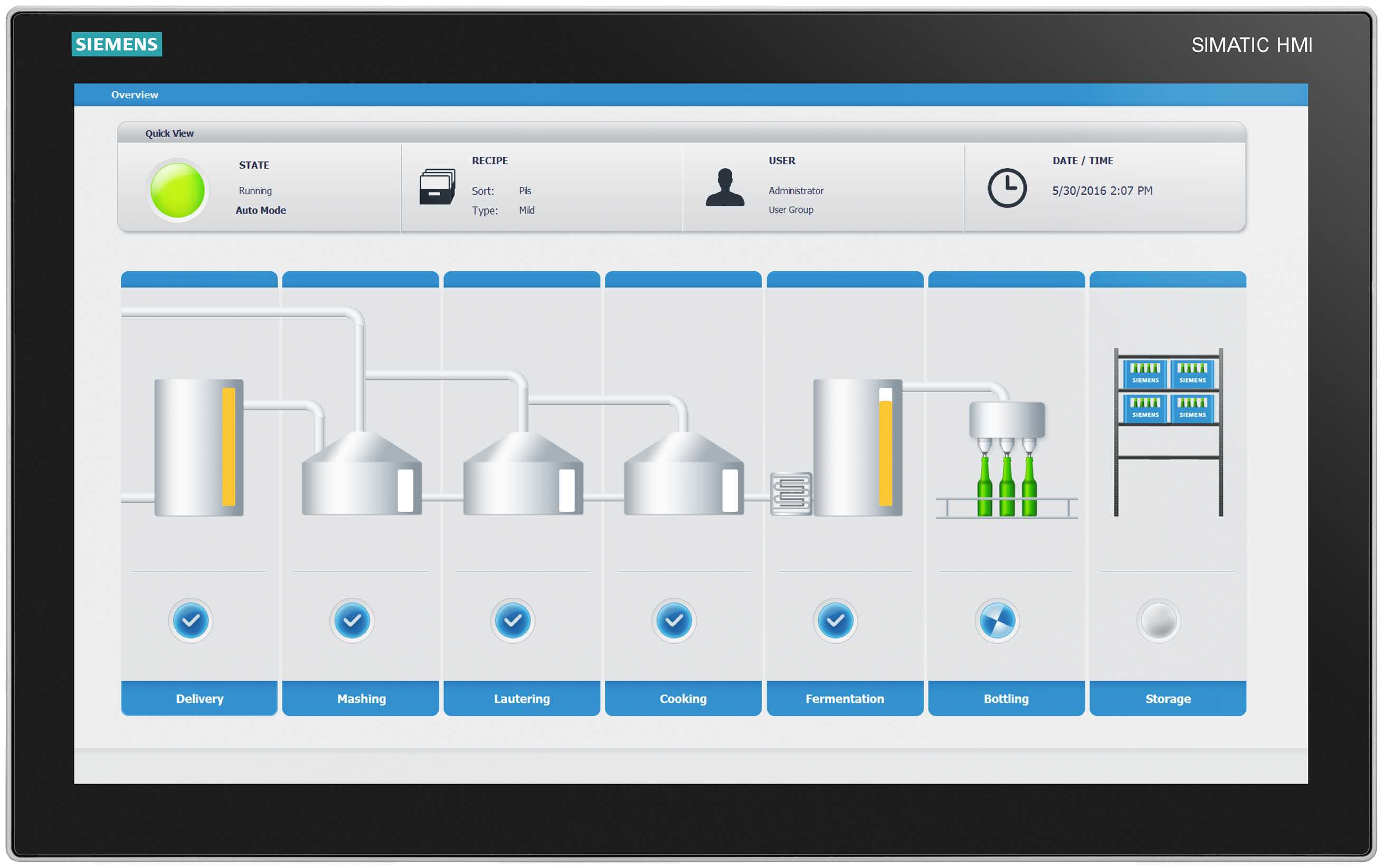 Siemens - Industriell Tynnklient, 15" Multitouch, RDP/VNC, HTML5, 24V DC
