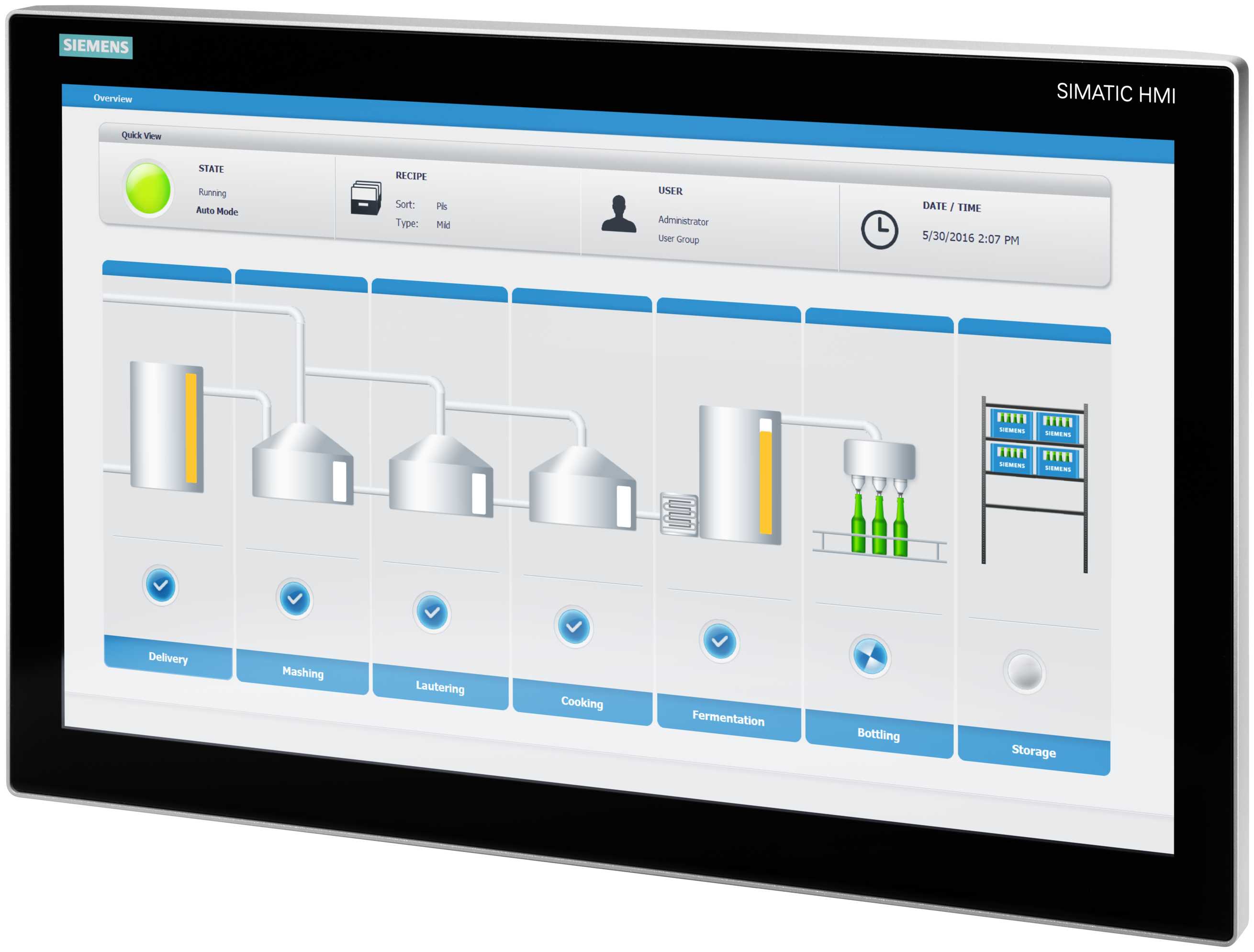 Siemens - Industriell Tynnklient, 19" Multitouch, Svingarm+Utvidelse, RDP/VNC, 24V DC