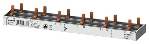 Siemens - 2 fas samleskinne for 6stk 5SV1/9+afd,  1 modulbredde, 12mw