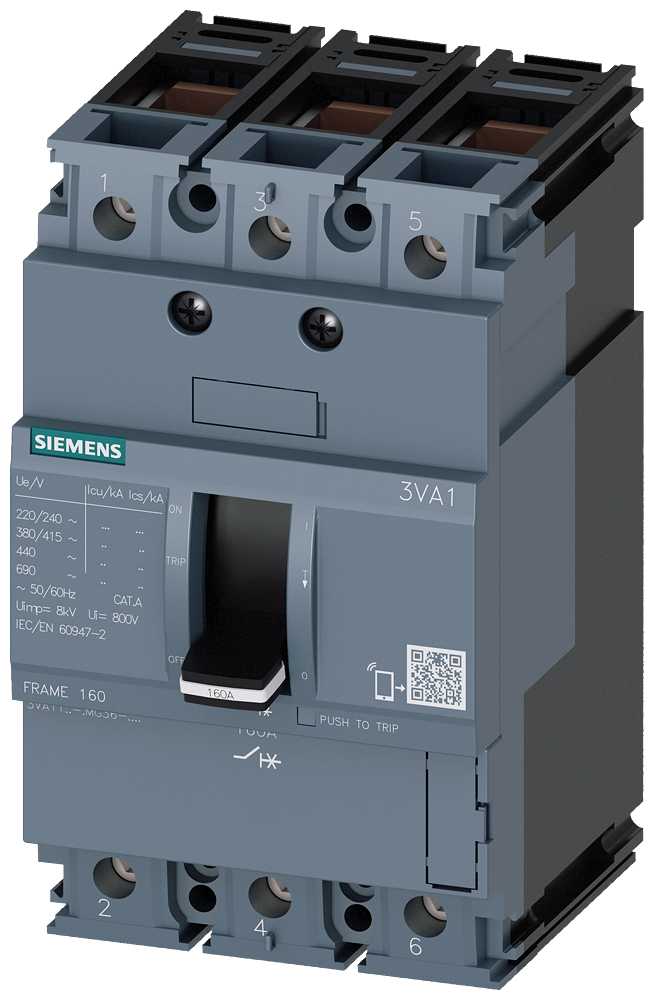 Siemens - 3VA11, TM110M, 3P, 8A,  rammeklemmer for Cu, 55kA, II=128A, kortsltningsvern/starter protection