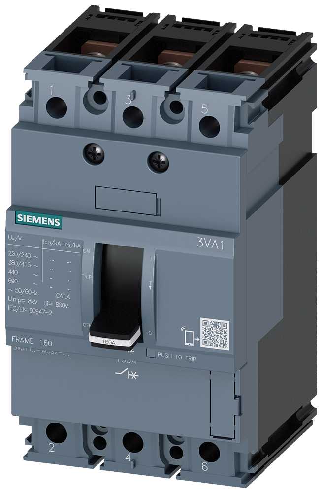 Siemens - 3VA11, TM110M, 3P, 8A,  med bolttilkobling, , 55kA, II=128A, kortsltningsvern/starter protection