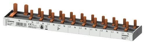 Siemens - 2 fas samleskinne, L+N+10 JFA 1 modulbredde, 12mw, OV, lastbr. eller OSV monteres på skinne
