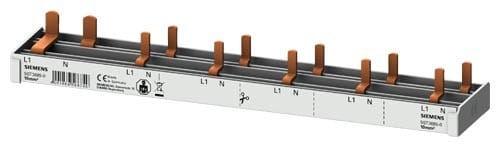 Siemens - 2 fas samleskinne, L+N+5 Jordfeilautomat + 5 afd, 12mw. OV, lastbr. eller OSV monteres på skinne