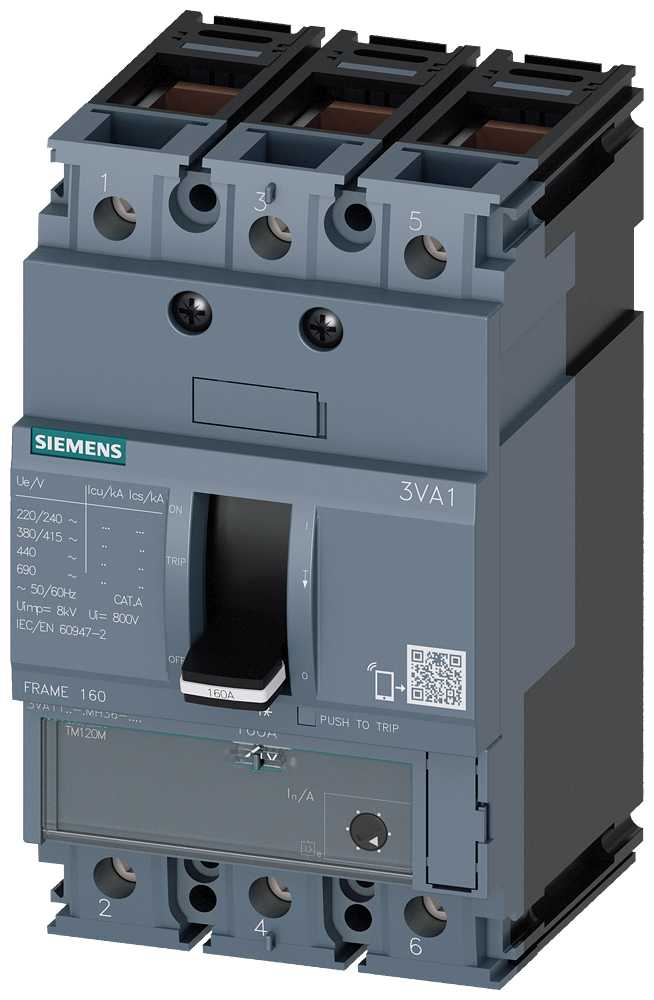 Siemens - 3VA11, 3P, 20A, TM120M, 55kA,bolttilkobling, II=140-320A, kortsltningsvern/starter protection