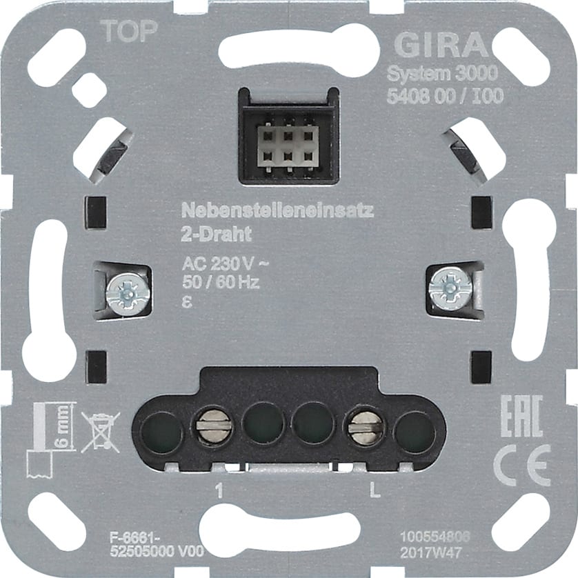 GIRA - System 3000 slaveinnsats 2-leder for betjening av samsvarende S3000-innsatser.