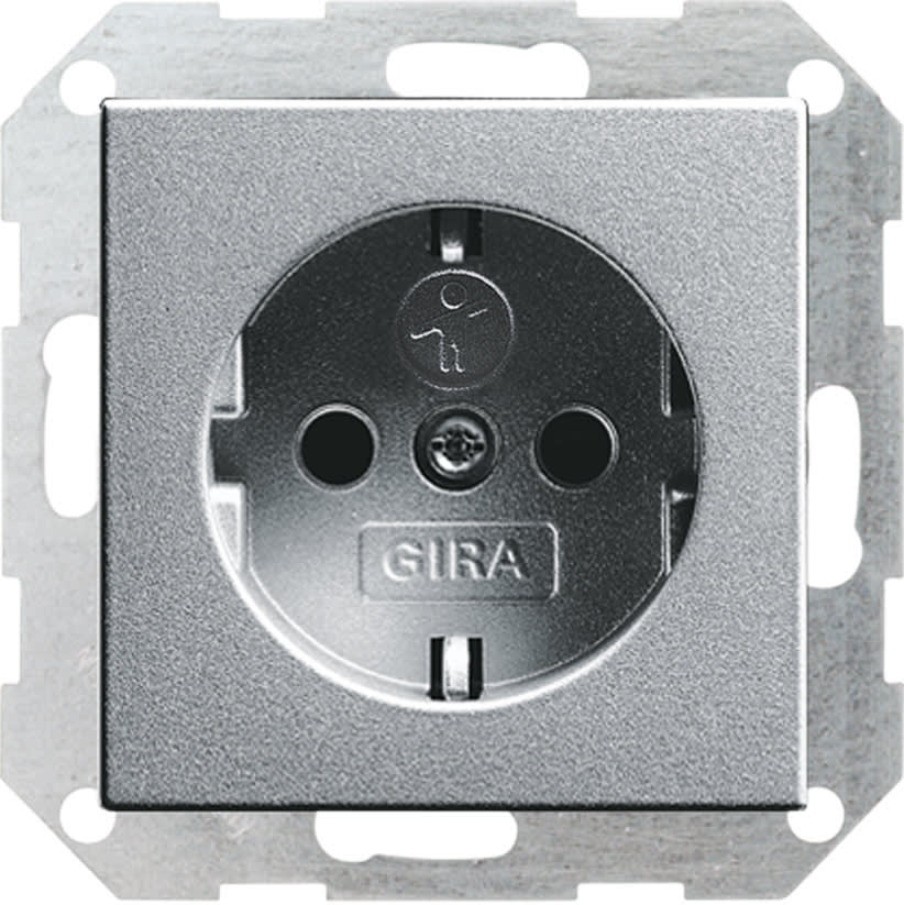 GIRA - Stikk m/jord, Barnevern Hurtigklemme.  ALU