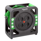 Schneider Electric - Kabeltrommel 15m 3G1,5mm2, 4 stikkontakter med dummy hul, IP20, Schuko