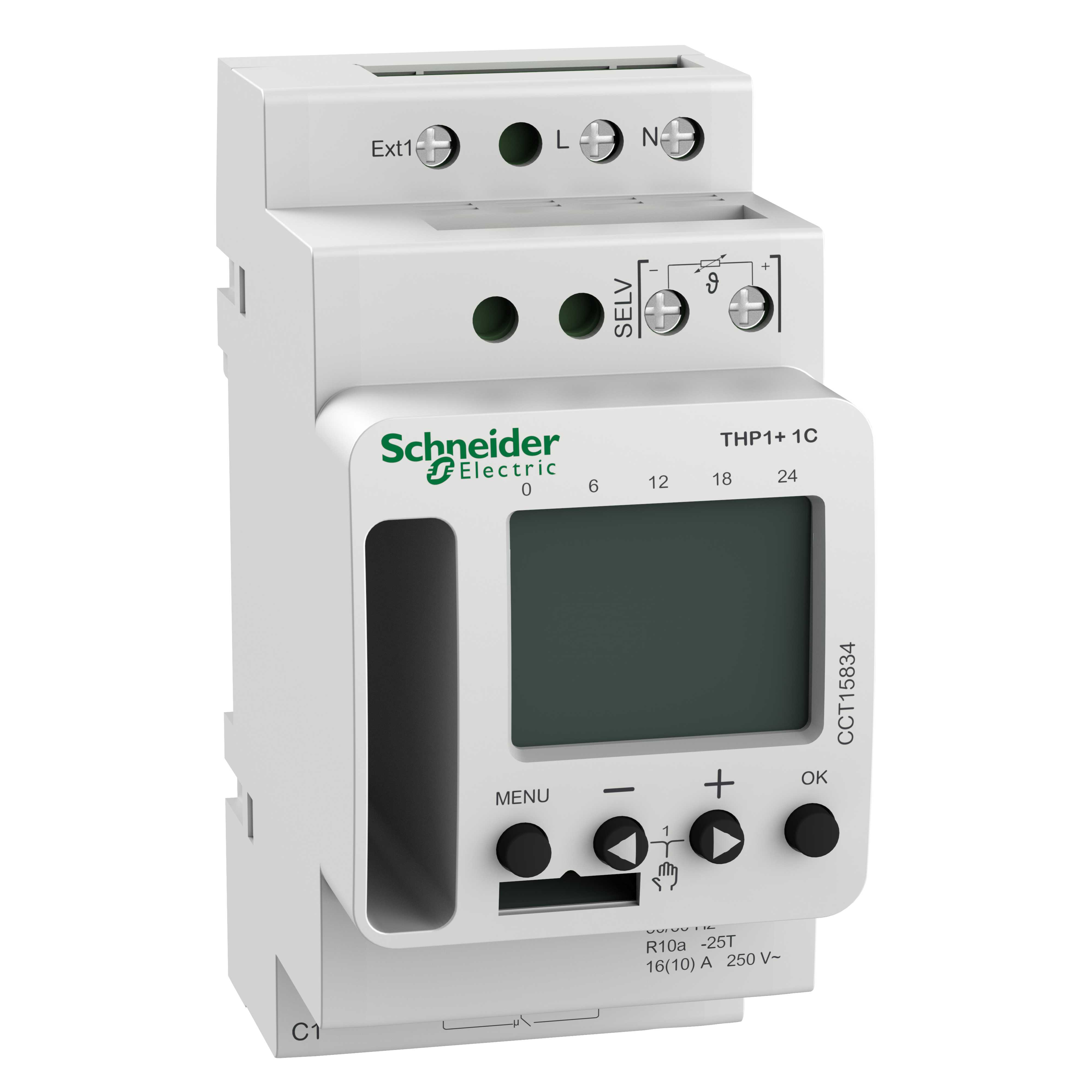 Schneider Electric - Acti 9 THP1+ 1C (24h/7d) programmerbar termostat