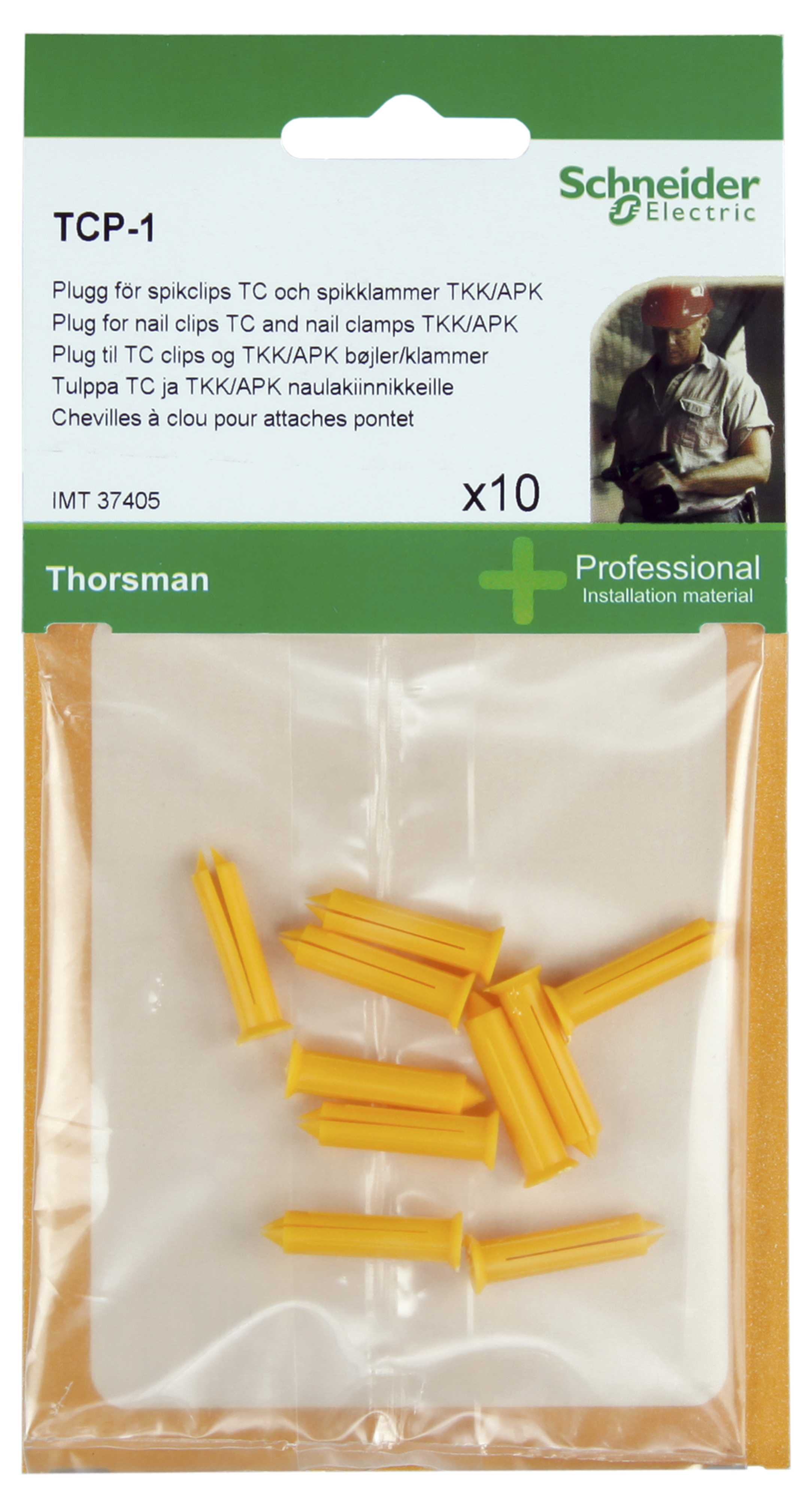 Thorsman
 -  TPC1 plast plugg, spiker, stift, pakke av 10stk (GUL)