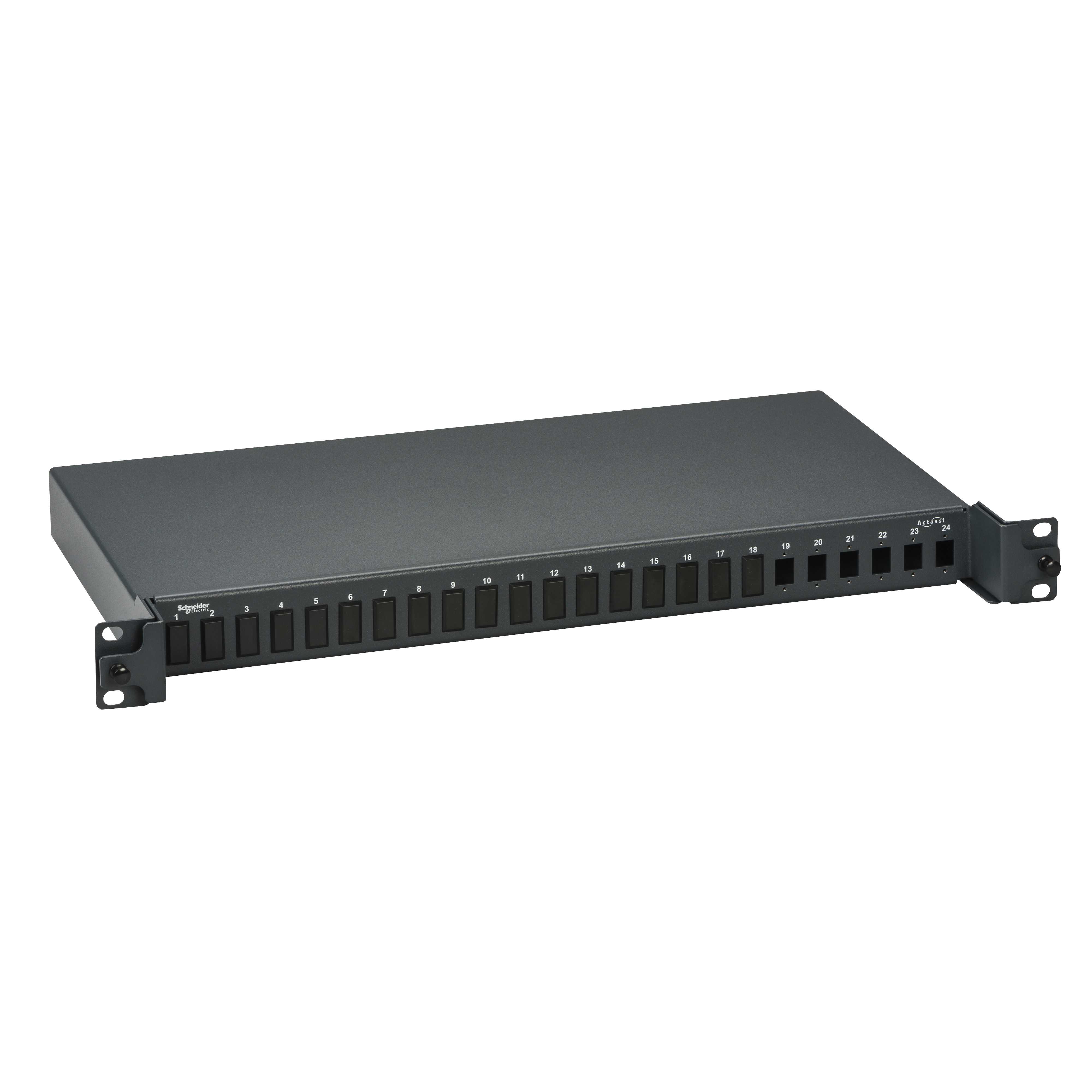 Schneider Electric - Fiberpanel basic 1U 48-fiber, passer til  24 LC duplex adaptere, ubestykket