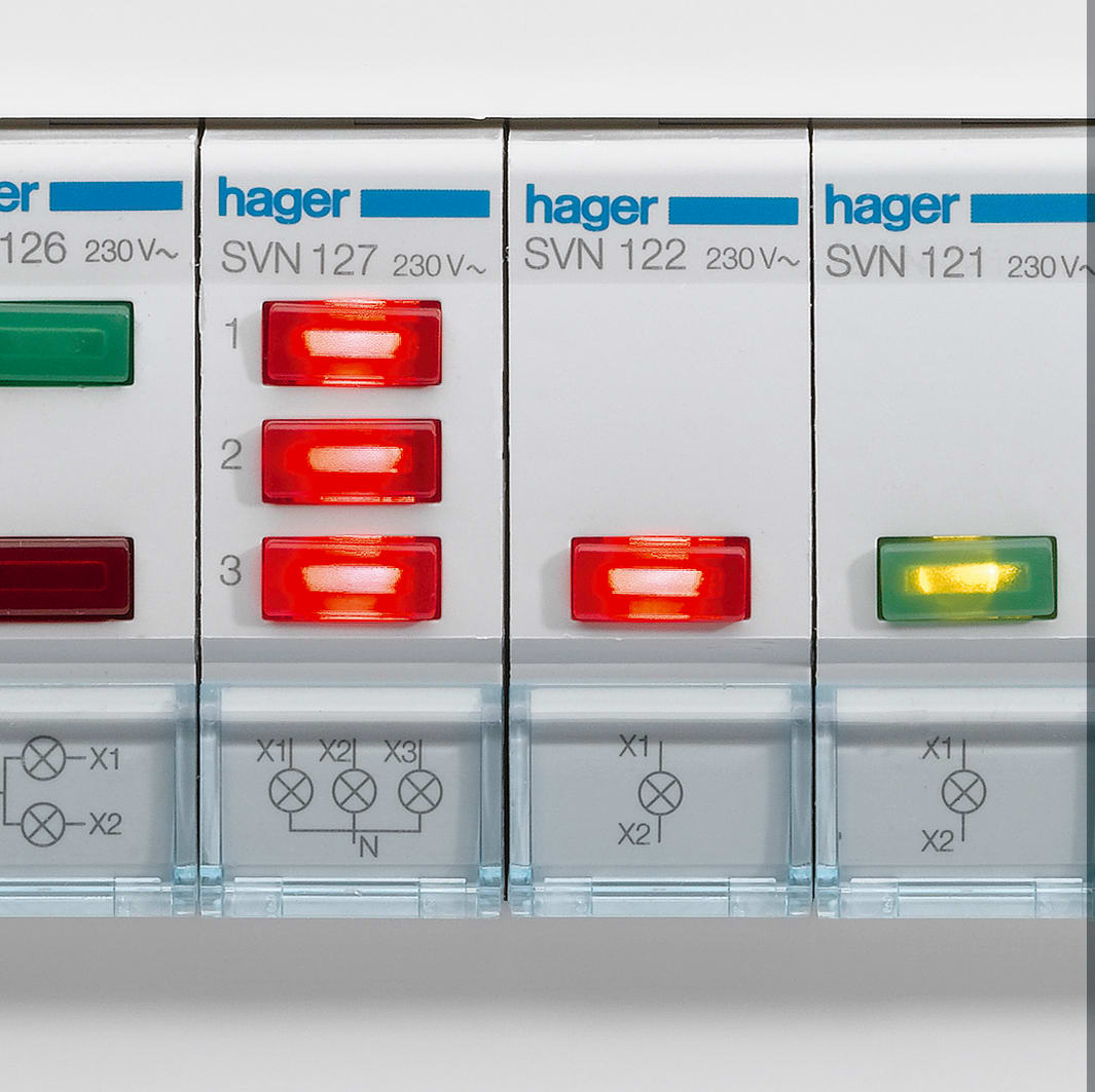 Hager - SVN127 SIGNALLAMPE 3XRØD
