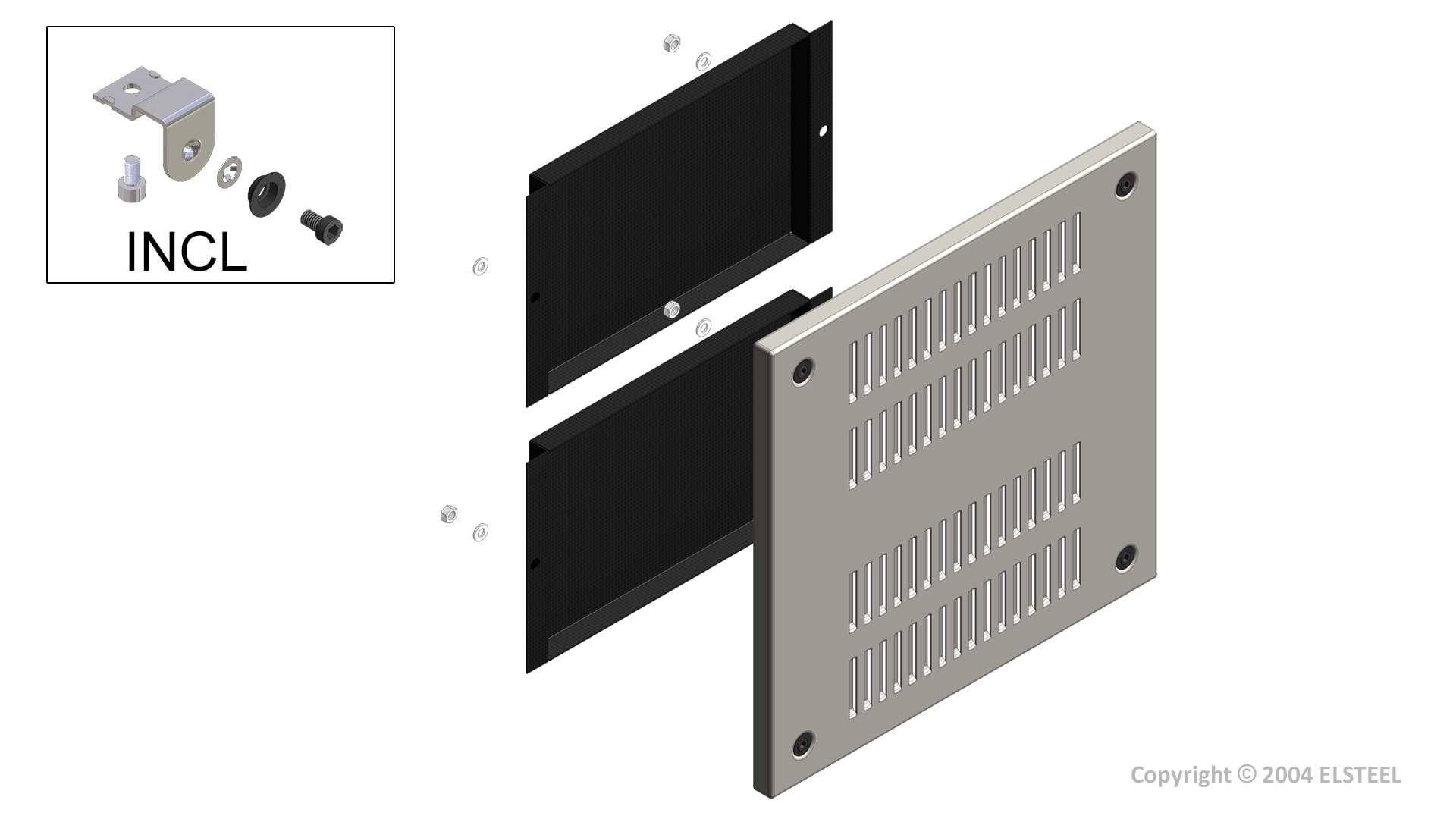 Elsteel - Dekkplate med ventilasjon 800x400mm IP43