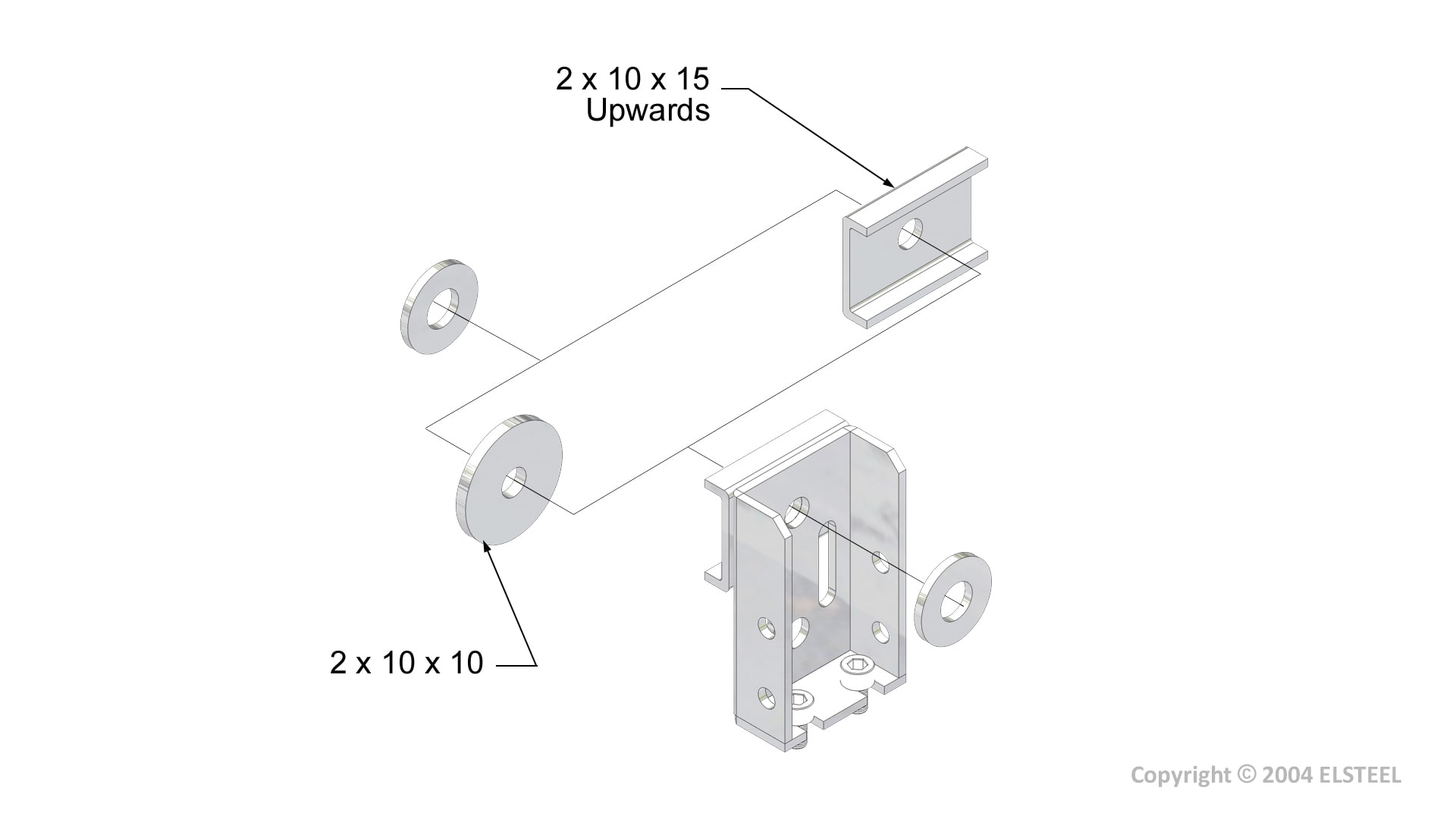 Elsteel - Holder for jordskinne 2x10xXX
