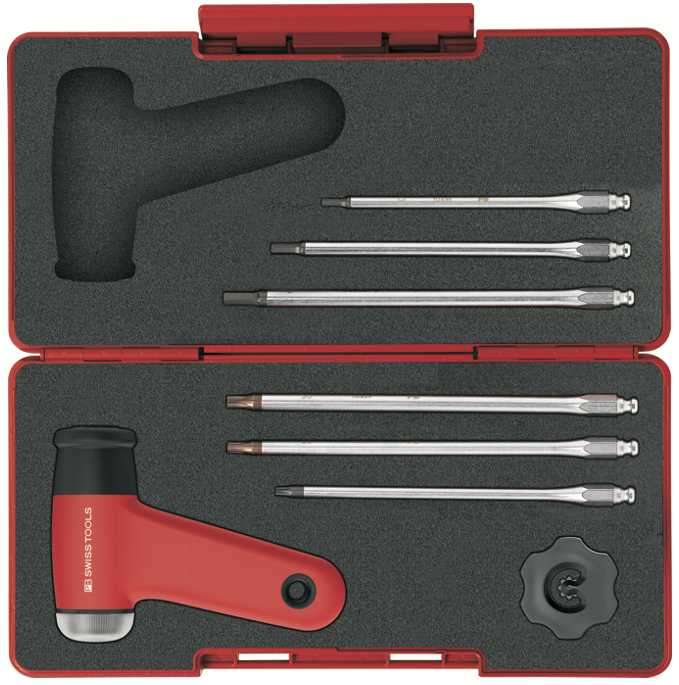 PB SWISS TOOLS - Momenttrekker, sett med lange bits, moment 3,2-16Nm