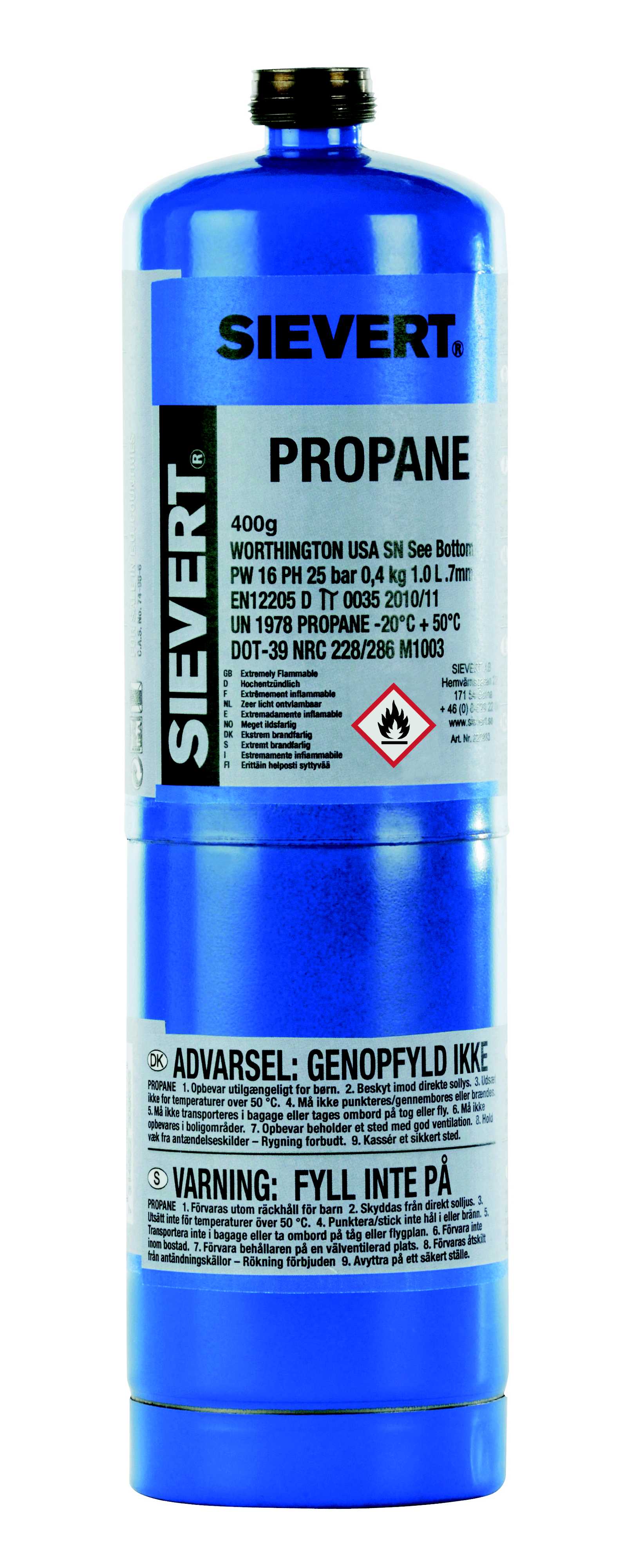 Sievert - E400 Propanflaske 400g 1"UNF