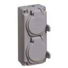 Hauge - IPS UJ 210/2 SCHUKO STIKKONTAKT DOBBEL ALU IP44