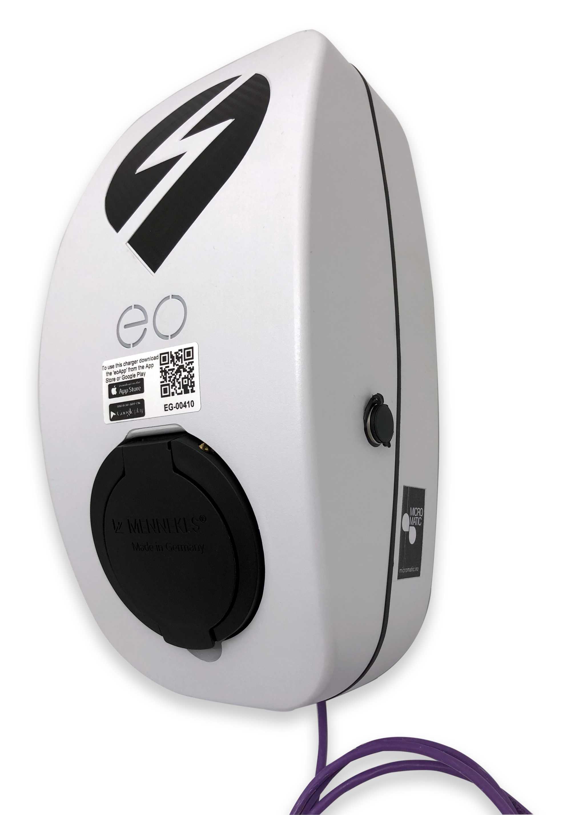 Function - Ladestasjon EO Genius, T2 Kontakt,QR, Locking socket, 400V 32A 3F 22kW, Hvit