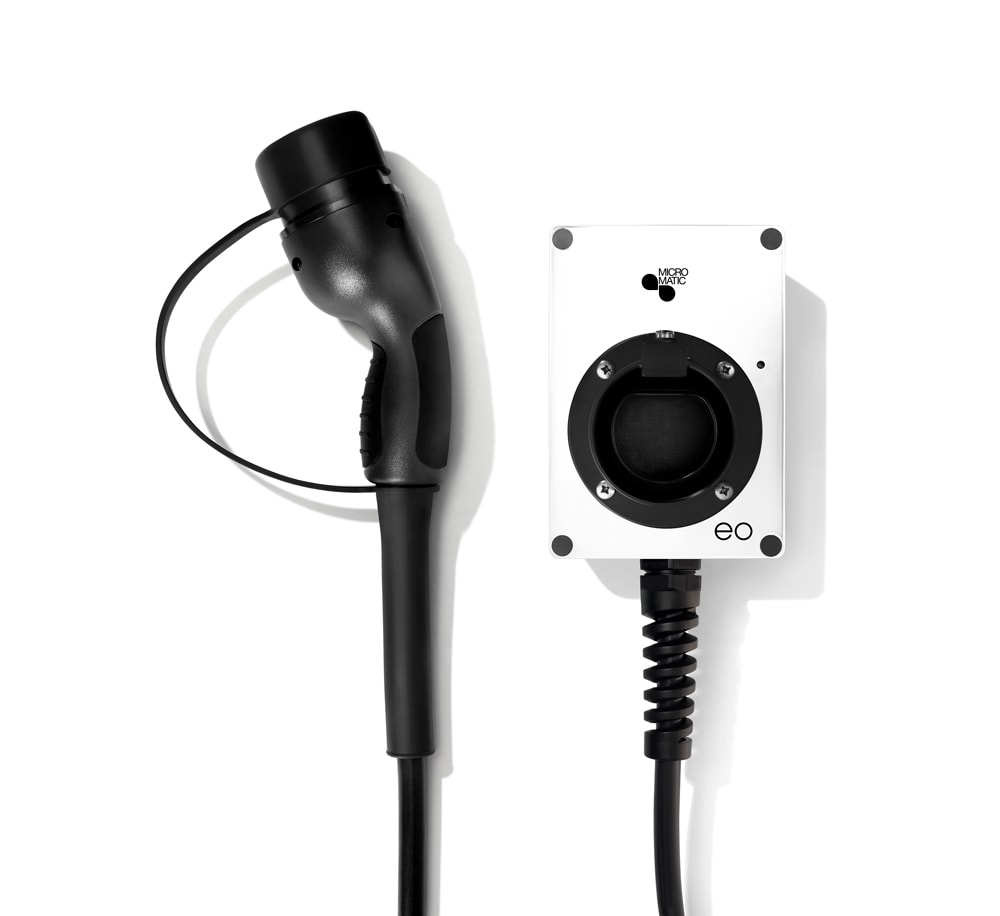 Function - Ladestasjon EO Mini: Mode 3, T2 Kabel 5m, 230V 1F 32A 7kW, DCL, Farge: Hvit matt
