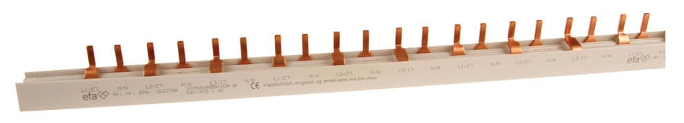 Elkutec - Samleskinne stifttilkobling 16mm² L1-N+ hj.k, L2-N+hj.k, L3-N+Hj.k- 56 mod