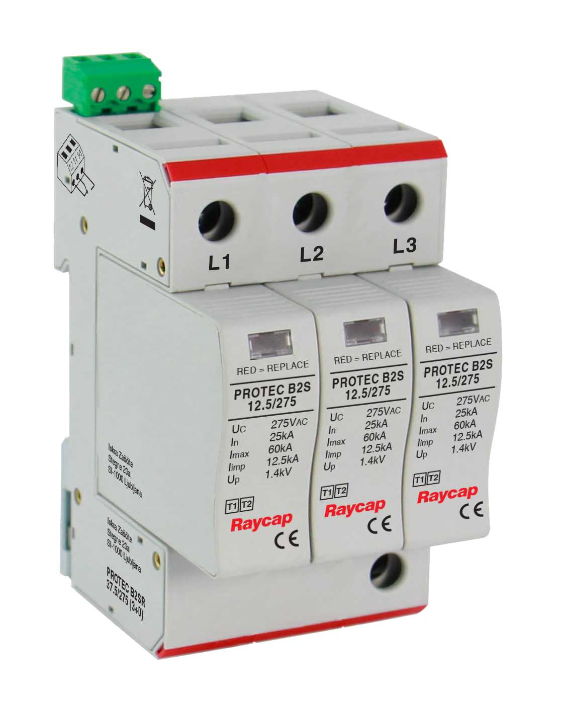 Iskra Zascite d.o.o - Overspenningsvern B2SR 3P 275V m/si