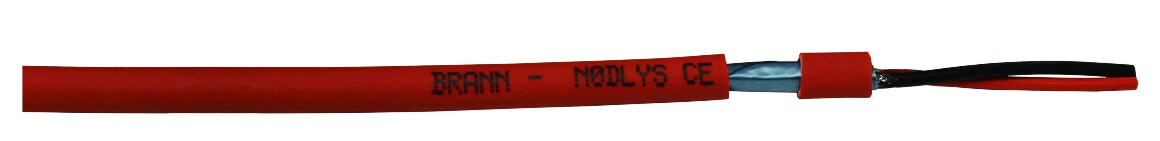 Kabeltec - Brannalarmkabel Rød u/jordtråd 1x2x1mm Brann/nødlys