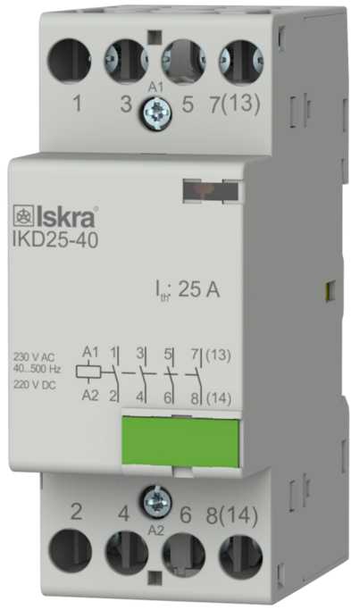 Iskra - Installasjonskontaktor 4 polt, 25A, 230VAC/DC spole